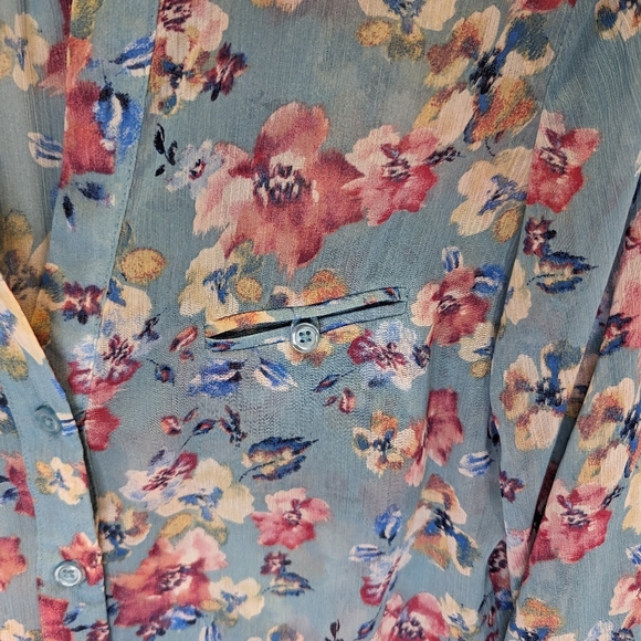 KUT from the Kloth XS Jasmine Floral Blouse Top see through blouse Scooped - Picture 6 of 12